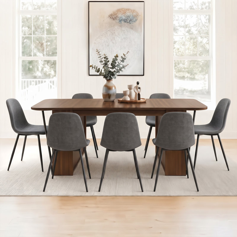 Ensemble de table et chaises de salle à manger modernes de 71 pouces avec rangement intégré et chaises rembourrées, Gris