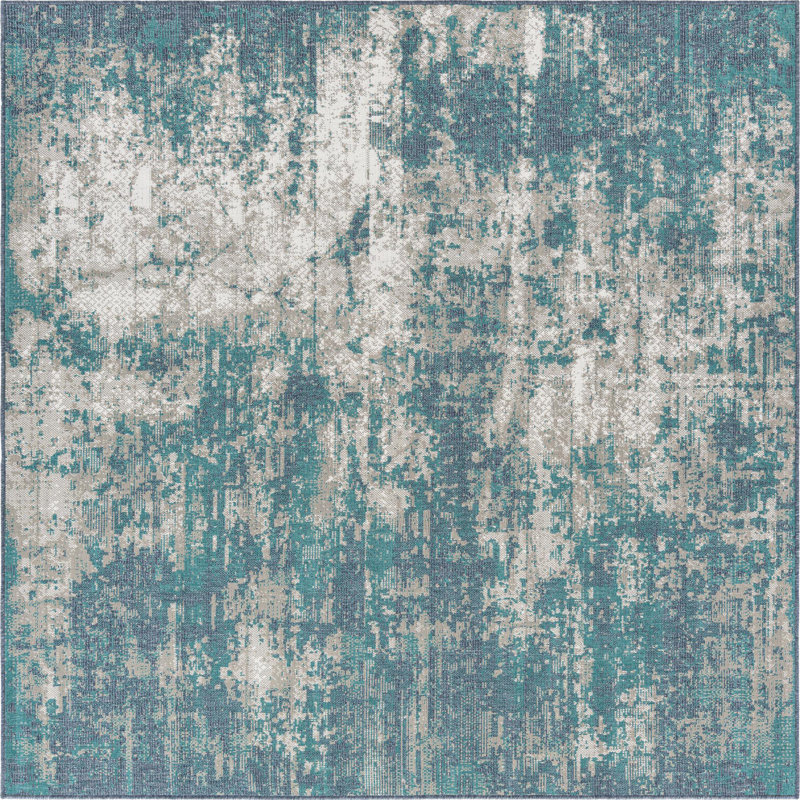 Tapis d'extérieur Ayton couleur océan, Carré 7 pi 10 po