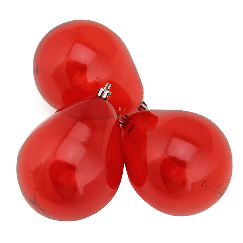 Ornements de Noël transparents en forme de goutte d'eau incassables, Rouge