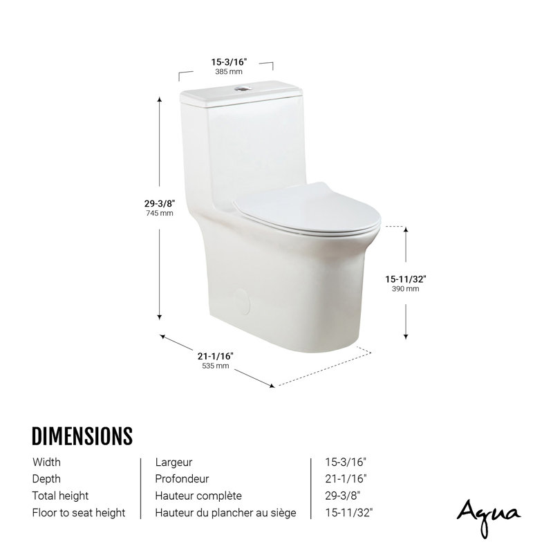 Toilette allongée une pièce à double chasse Tulum, blanc avec bouton de chasse Chrom