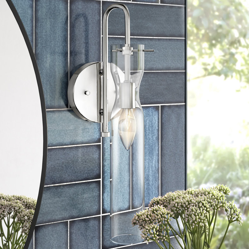 Applique murale de salle de bain 1 lumière à intensité variable Cueto, Nickel poli