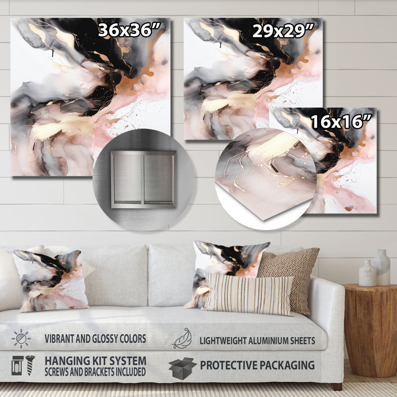 Glam Abstract Wall Decor on Metal, 23" H x 23" W x 1" D