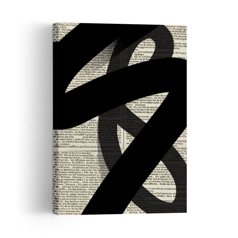 Bold Strokes Antique Page Abstract Modern Wall Art Print 1 Piece Wrapped Canvas Wall Art, 91.44cm H x 60.96cm W
