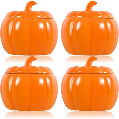 4-Piece Pumpkin Candy Jar, Halloween Cookie Jar, Covered Ceramic Pumpkin Bowl, Autumn Candy Plate, Pumpkin Jar, Sugar Bowl Storage, Snack Container, S