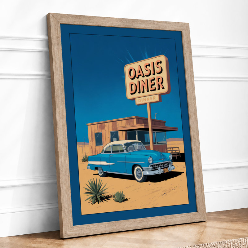Oasis Diner Retro - Framed Print, Oak, A4 - 29.7 x 21.0 cm