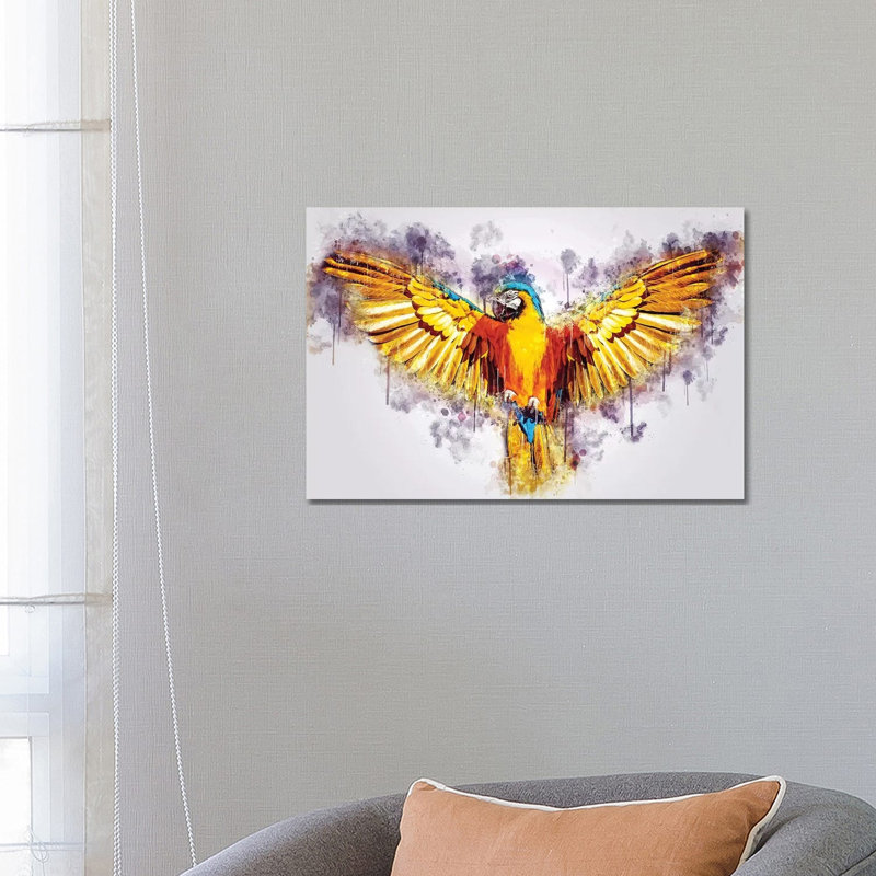 Yellow Parrot by Cornel Vlad - Wrapped Canvas Painting, 66.04 cm H x 45.72 cm W