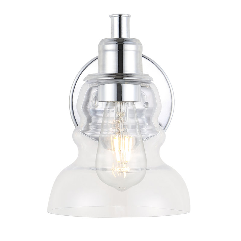 Swartwood Vintage Metal/Glass Industrial Rustic LED Vanity, Chrome, 1