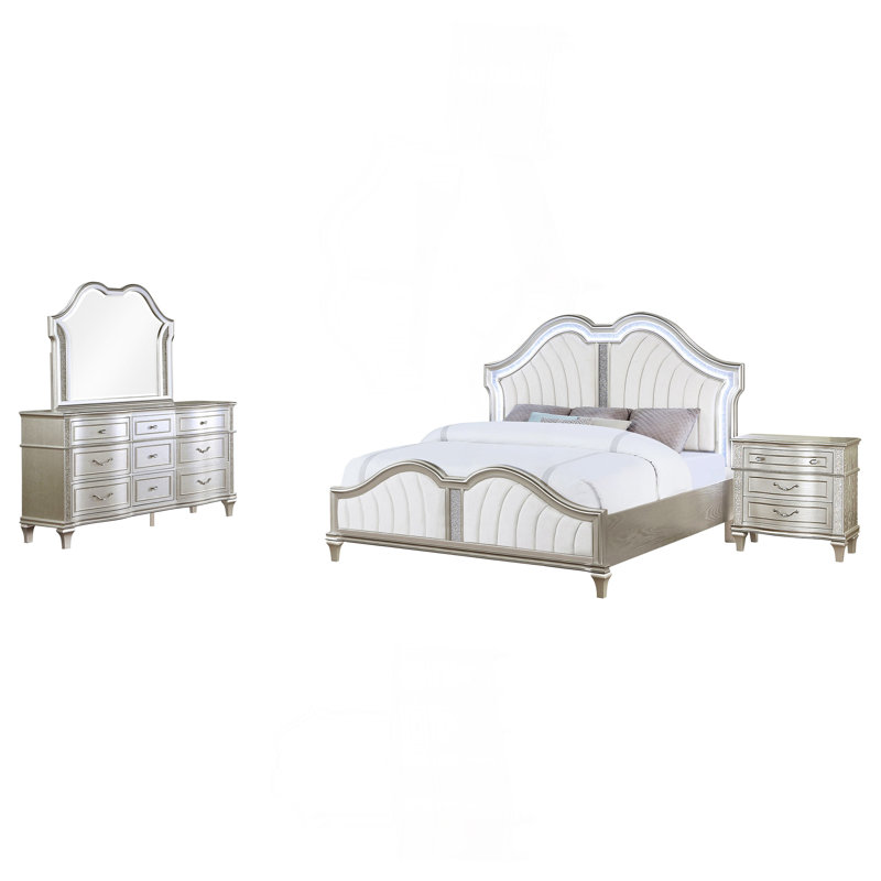 Ensemble de chambre avec très grand lit 4 pièces Evangeline
