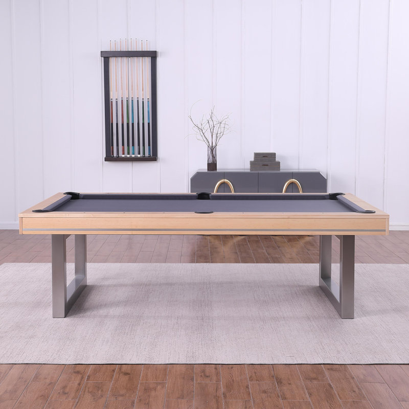 Table de billard en bois massif avec plateau de salle à manger Harmony, Gris anthracite, 7', Chêne Naturel
