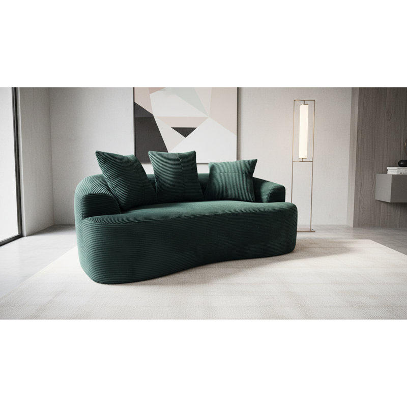 Courbé foncé 67,24 po, coussins à ressorts ensachés, 3 coussins décoratifs, aucun assemblage, récupération rapide de la forme, extension rapide pour les petits espaces