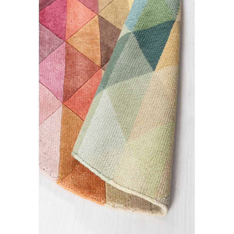 Round Laverton Chequered Wool Hand Woven Area Rug, Round 200cm