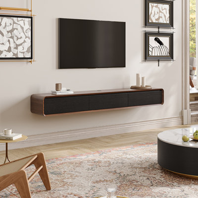 Blosse Floating TV Stand, Entertainment Centre with 3 Drawers, Solid Wood, Fully-Assembled