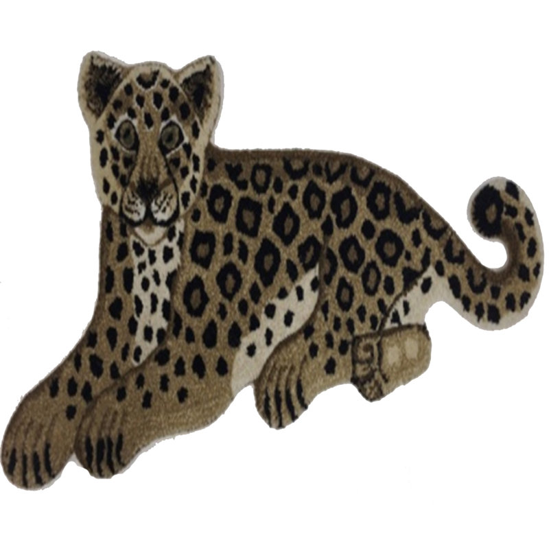 Tapis brun / noir en laine touffeté à imprimé animal Supranowitz, Nouveauté 2 pi x 3 pi