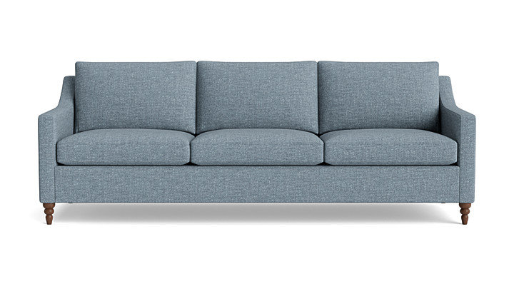 Vera Sofa (95"), Performance Weave - Carrot, Walnut Finish (Turned)