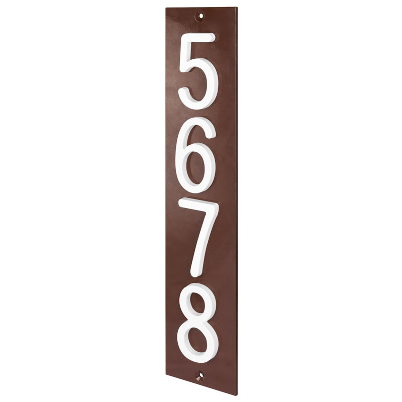 Plaque d'adresse verticale en aluminium Royal Shade, Brun, Blanc, Oui