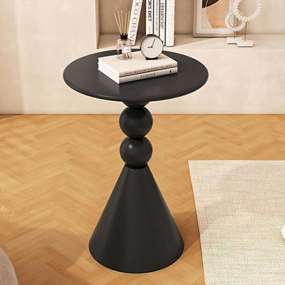 Table de bout 24 po en métal avec table de bout ronde matte et petite table de chevet