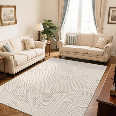 Soft Cozy Fluffy Arch Pattern High-Low Pile Area Rugs