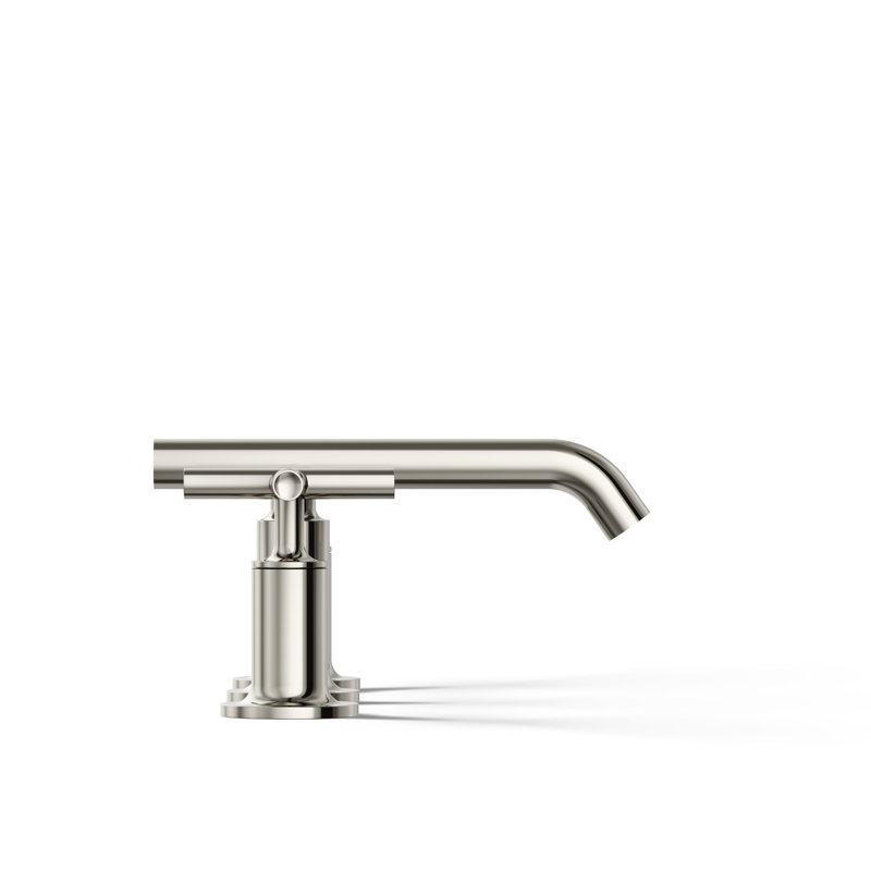 Purist Widespread Bathroom Sink Faucet with Low Cross Handles and Low Spout, Vibrant Polished Nickel