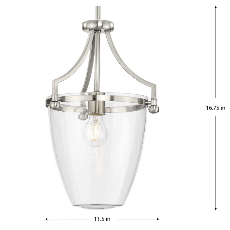 Tyringham 1 - Light Urn Pendant, Brushed Nickel, 16.75" H x 11.50" W x 11.50" D