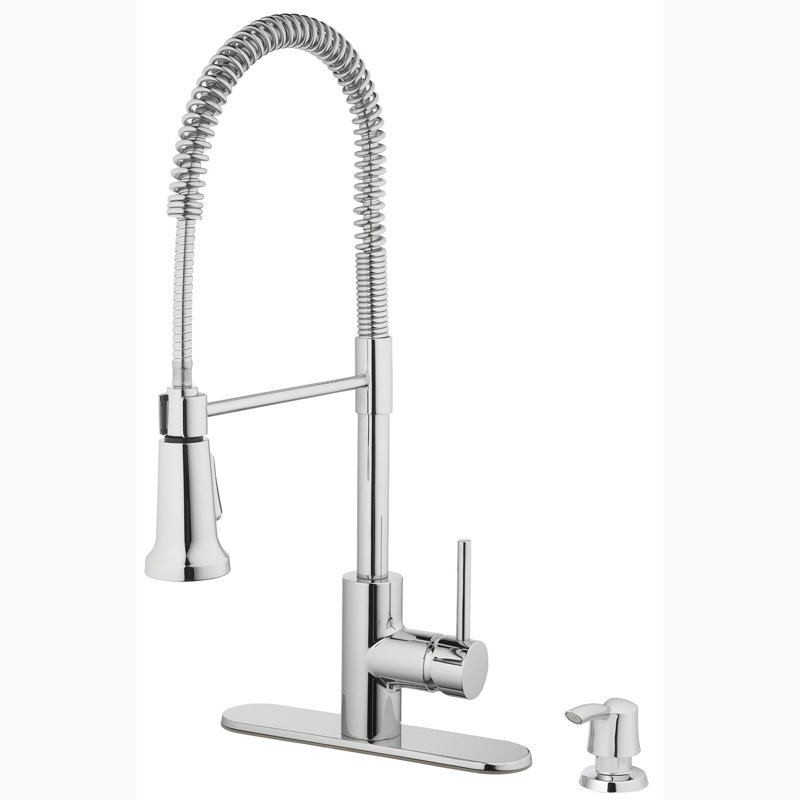 Tosca Ferrara Pull Down Kitchen Faucet with Soap Dispenser, Chrome