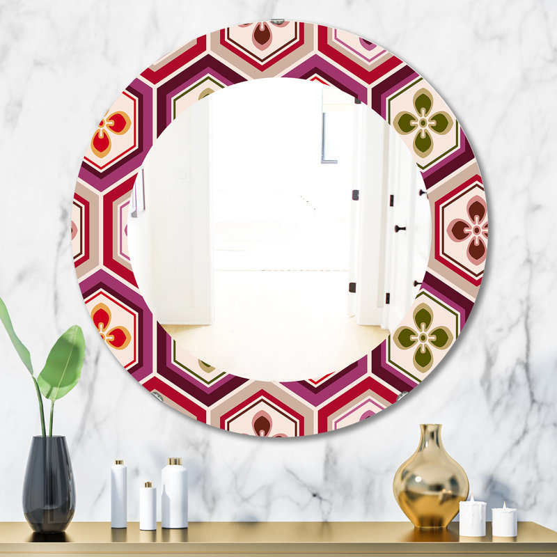 Miroir de coiffeuse Honeycomb, H 23,6 po x l 23,6 po, Géométrique, Rose