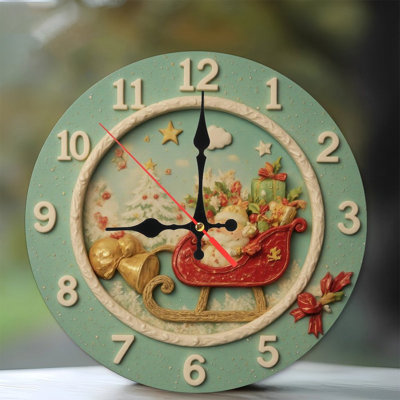Christmas-Clock-With-Santa-Sleigh