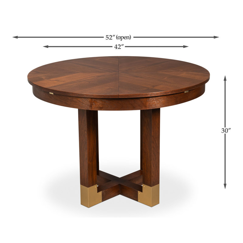 Round Walnut Wood Dining Table