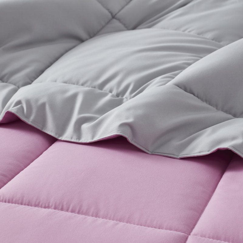 Twin Reversible Pink and Gray Microfiber Duvet