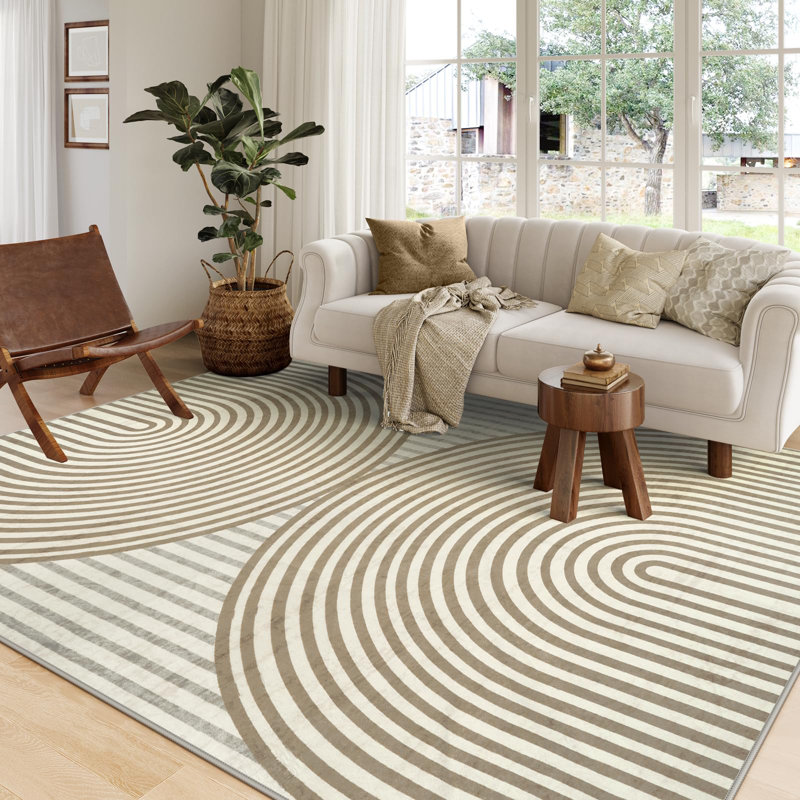 Tapis lavable à la machine pour tapis de salon moderne antidérapant, Rectangulaire 8 pi x 10 pi
