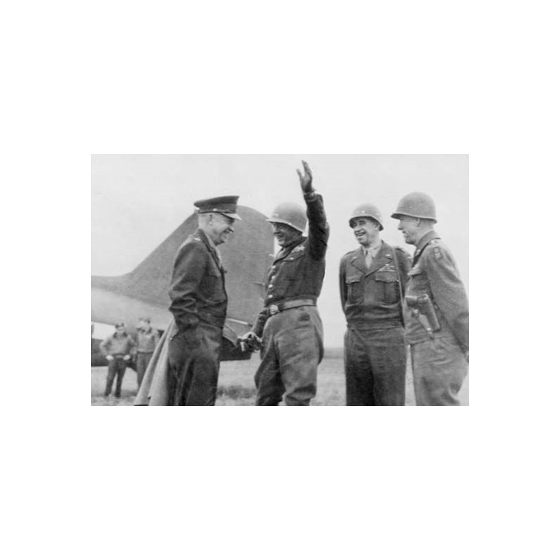 " Eisenhower As Supreme Allied Commander Meets With Patton Clark And Bradley ", 28" H x 42" W x 1.5" D