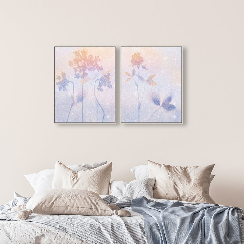 Lavender Shadows Set Set by Oliver Gal, 25"H x 31"W, Silver Floater Frame