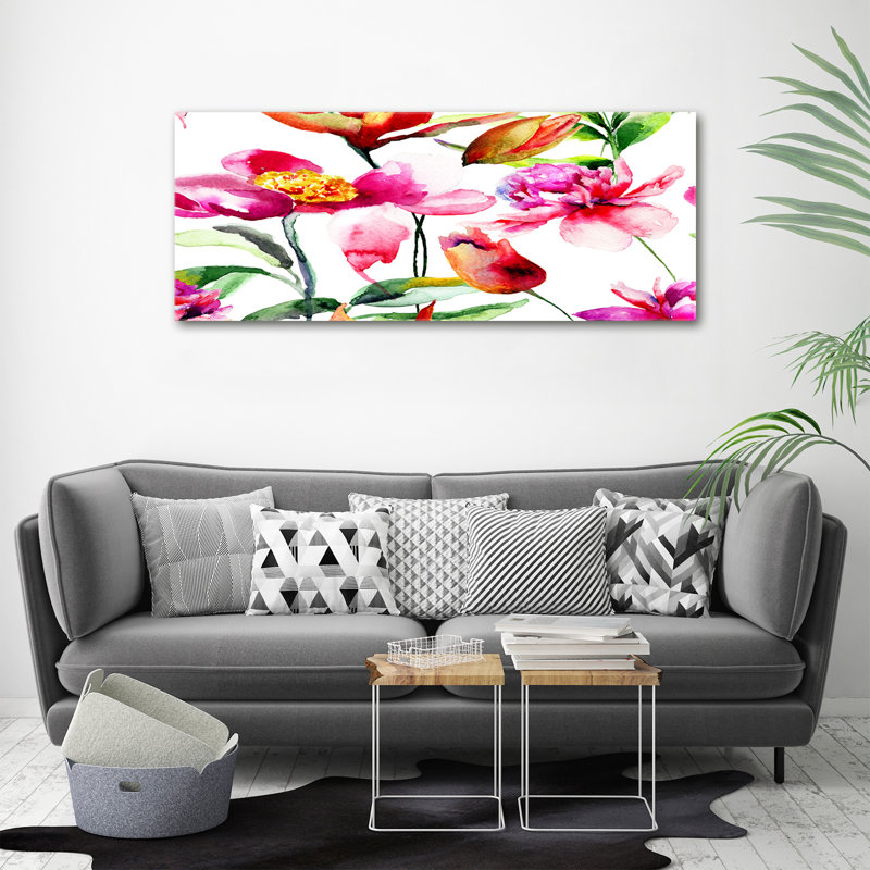 Wild flowers 1 Piece Wall Art, 50cm H x 125cm W x 2cm D, Canvas