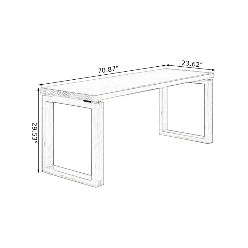 Bureaux rectangulaires bruns en bois massif, H 29,53 po x l 70,87 po x P 23,62 po