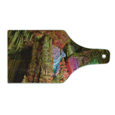 Ambesonne Colorful Tempered Glass Cutting Board Geologic Cistern Rain Multicolor