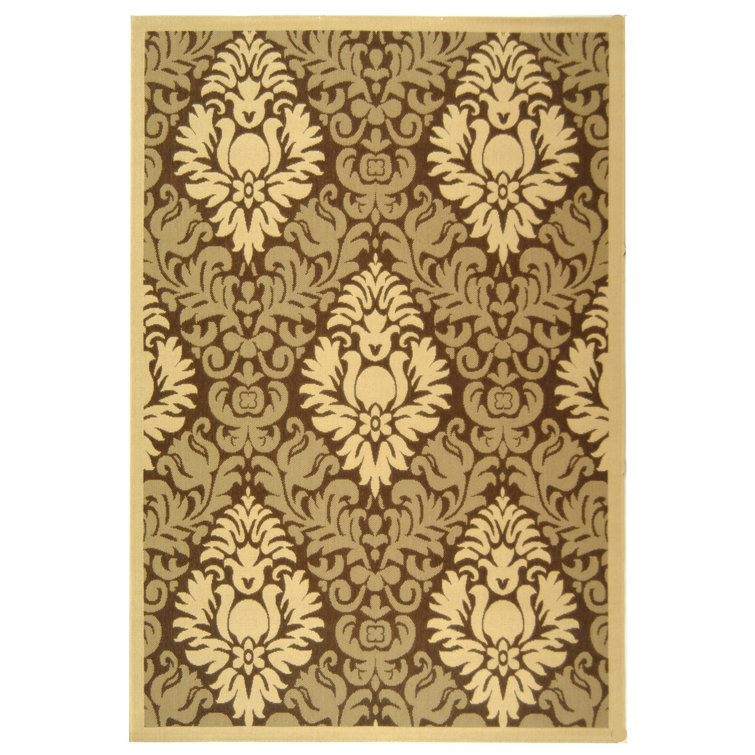 Arneshia Damask Brown/Natural Indoor/Outdoor Area Rug