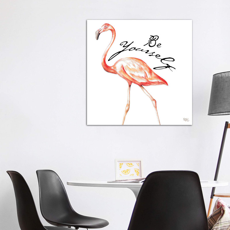 «Be différent Flamingo II» par Tiffany Hakimipour - impression d'art graphique, H 48 po x l 48 po x 1,5 po, Toile tendue