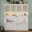 Lit escamotable simple avec armoire supérieure, lit pliable peu encombrant avec lumière et USB, blanc