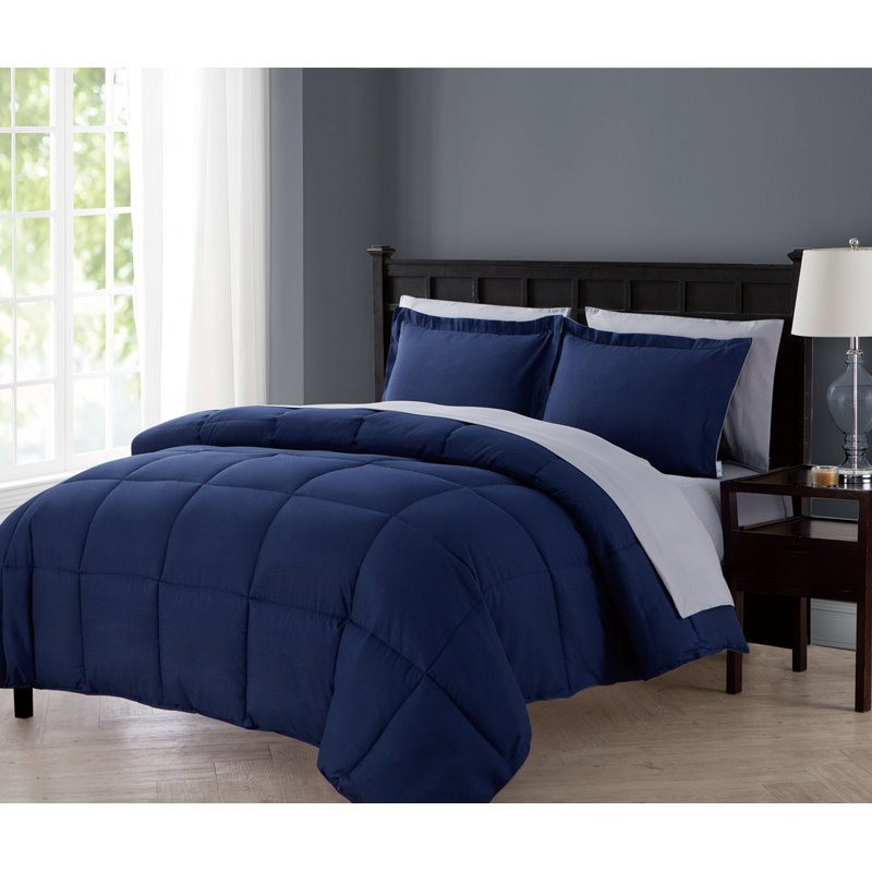 Lincoln Polyester Comforter, Blue/White, King Comforter + 6 Additional Pieces