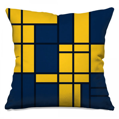 Coussins décoratifs à double face jaune et bleu