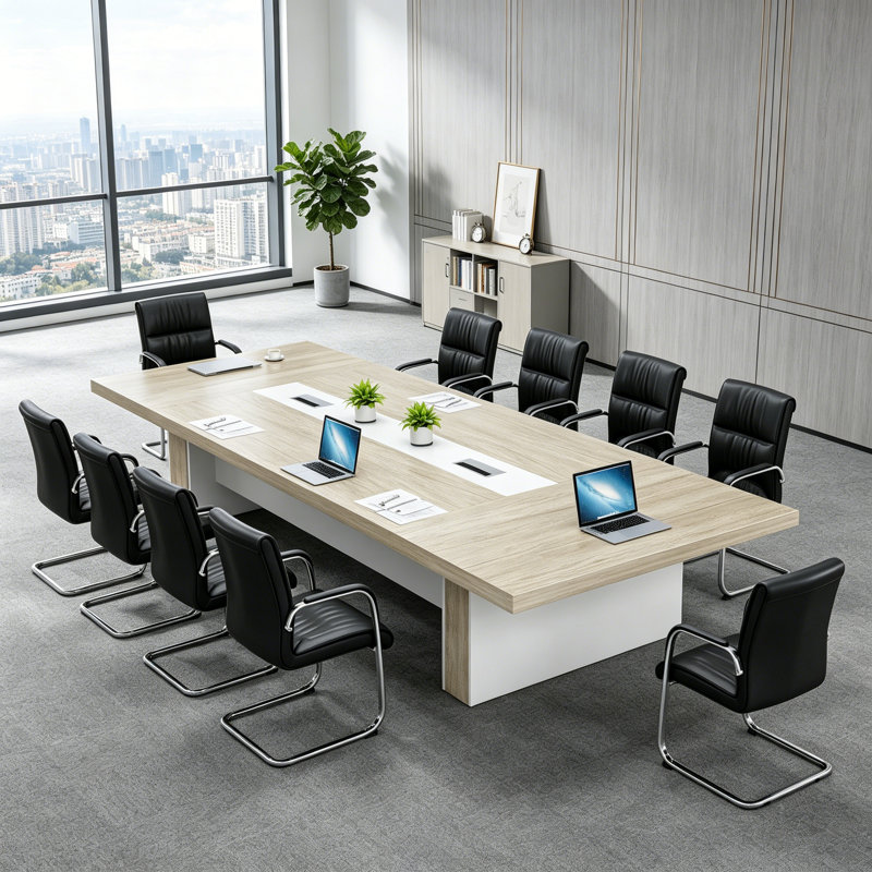 Table de conférence Searfoss, 29.53" H x 118.11" L x 51.18" D, Beige