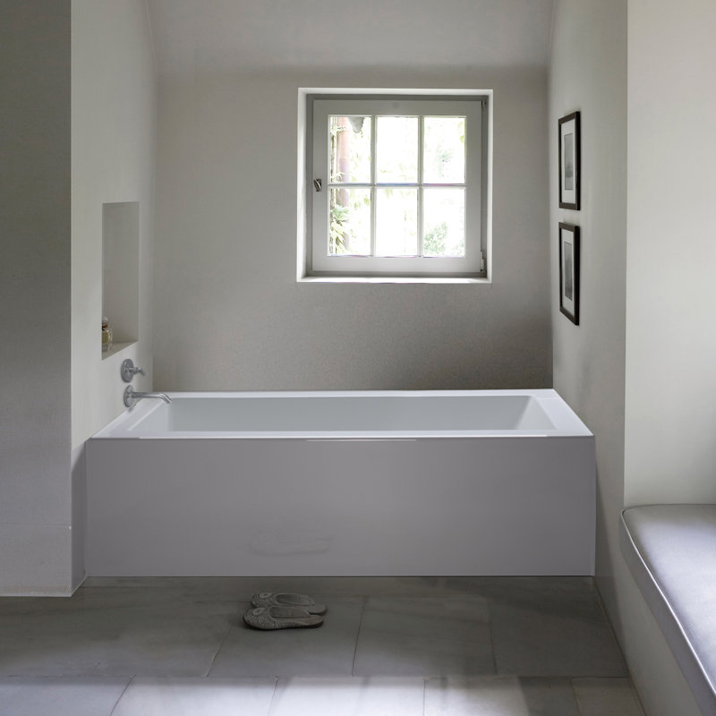 MTI Solutions 60" Alcove Air Bathtub, White, Left