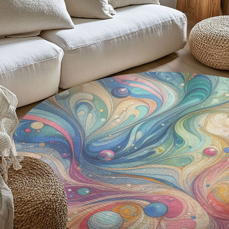 Tapis tressé Whimsy Paints, Rond 5 pi