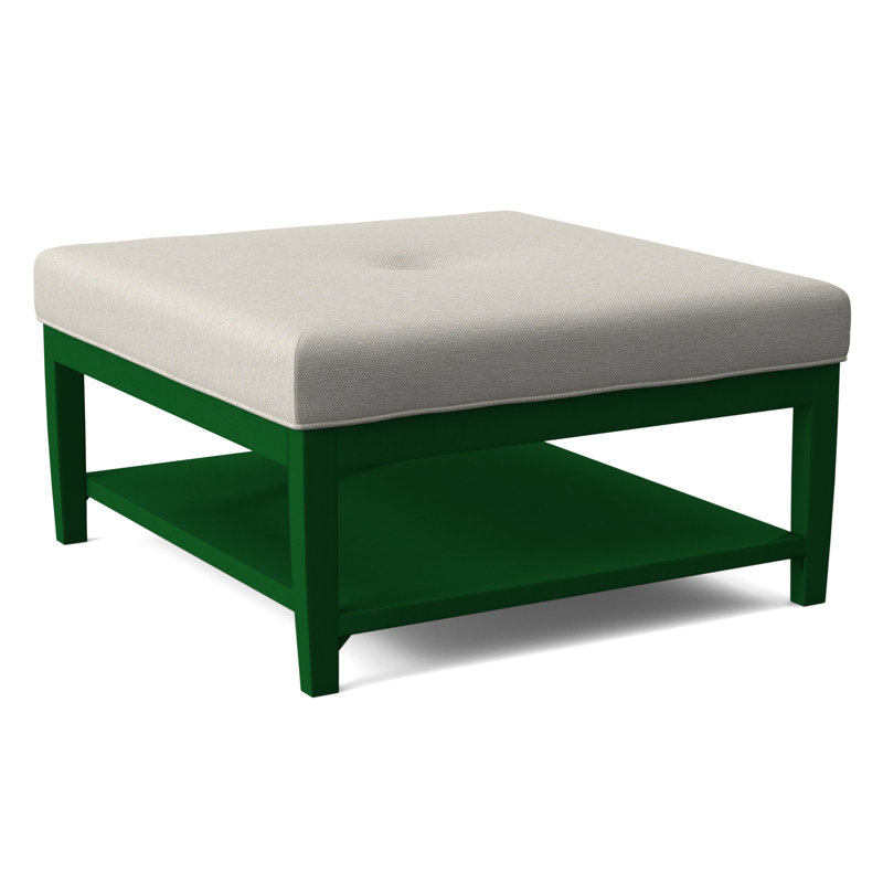 Hammond Square Ottoman, Frost White Finish, White Performance Fabric; 0851-94