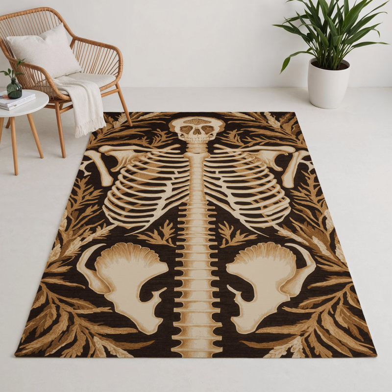 Nature Black Indoor and Outdoor Area Rug, Rectangle 3' x 5'