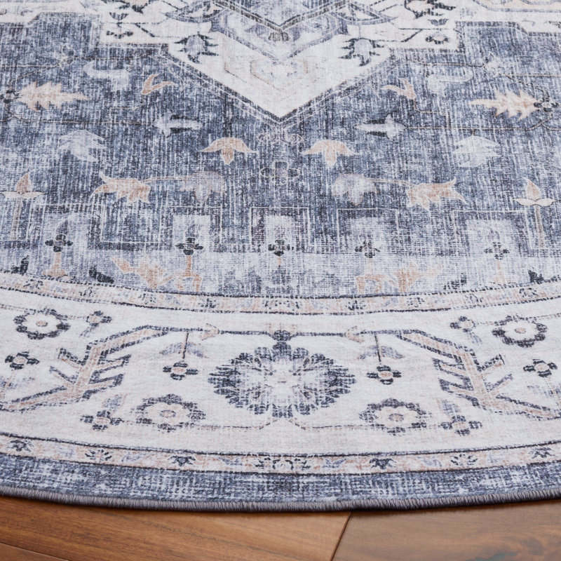 Arizona Performance Machine Washable Oriental Indoor Rug, Round 6'
