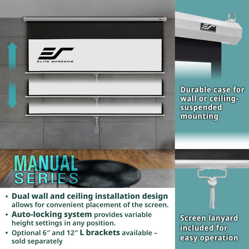 Manual Series Manual Wall/ Ceiling white case Mounted Projector Screen, 71" diagonal
