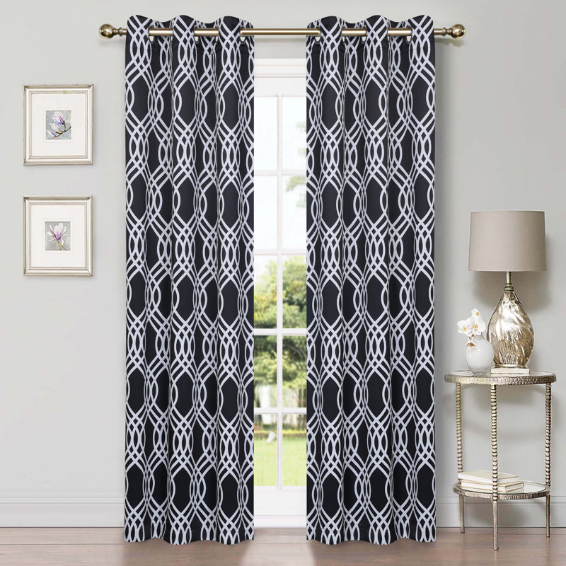 Paire de rideaux obscurcissant 100% polyester Écosse, L 42 po x L 96 po, Noir