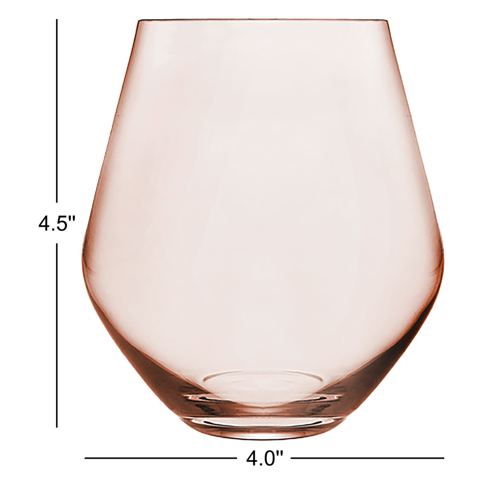 Meridian Crystal Stemless Wine Glass, Blush