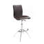 Tabouret de bar moderne en similicuir / hauteur réglable chromée de couleur brune-1654868205