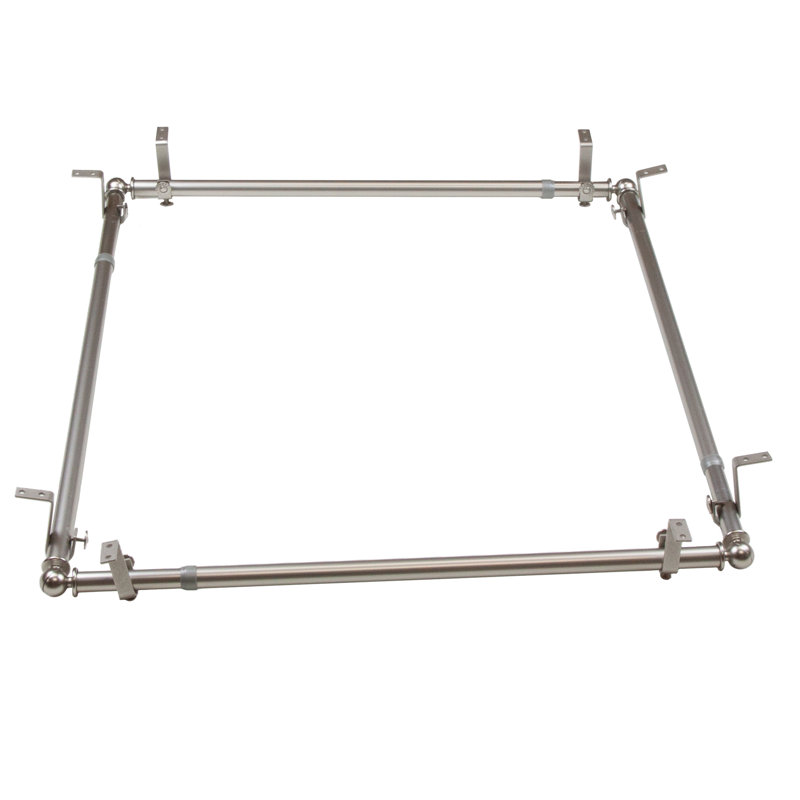 Tringle à rideaux simple quatre faces maymie, Nickel satiné, H 2,5 po x l 48 po x P 1,38 po
